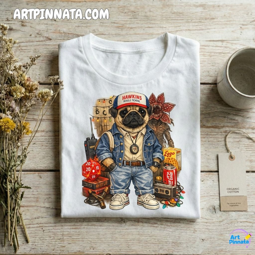 Artpinnata Style polera - Pug- Stranger Style
