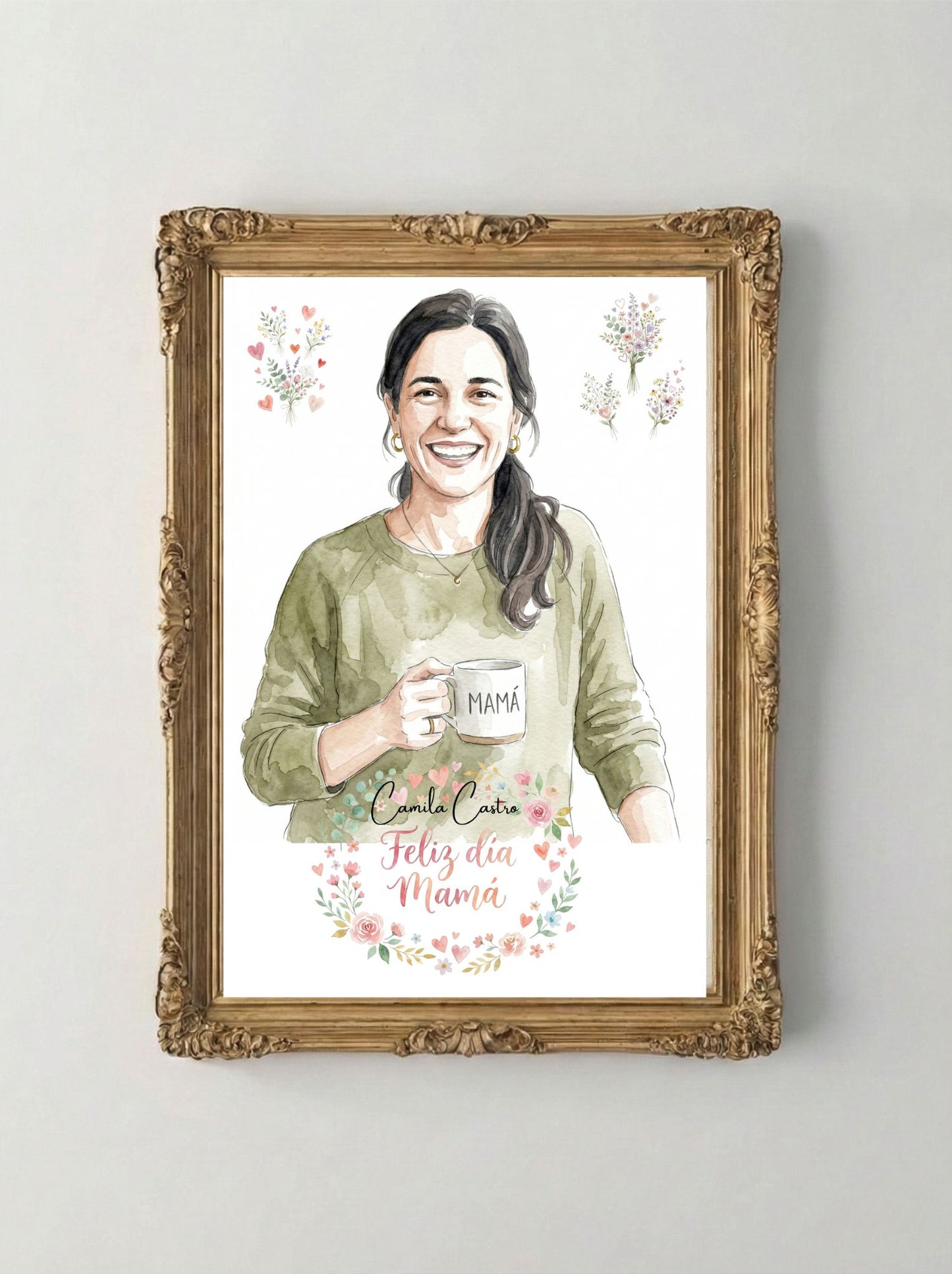 Retrato Enmarcado Personalizado| Persona| Feliz dia de la madre