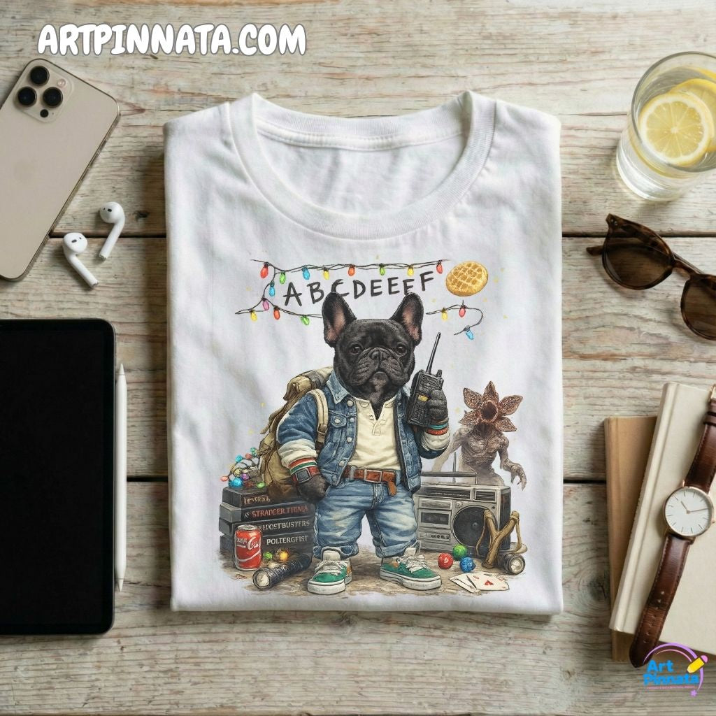 Artpinnata Style polera - Bulldog Francés Negro- Stranger Style