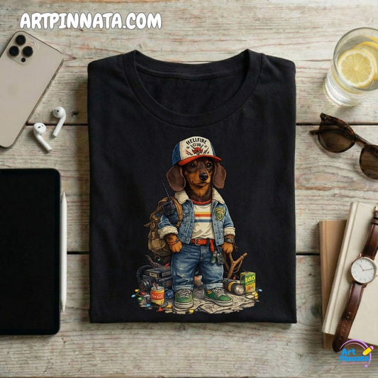 Artpinnata Style polera - Dachshund Cafe- Stranger Style