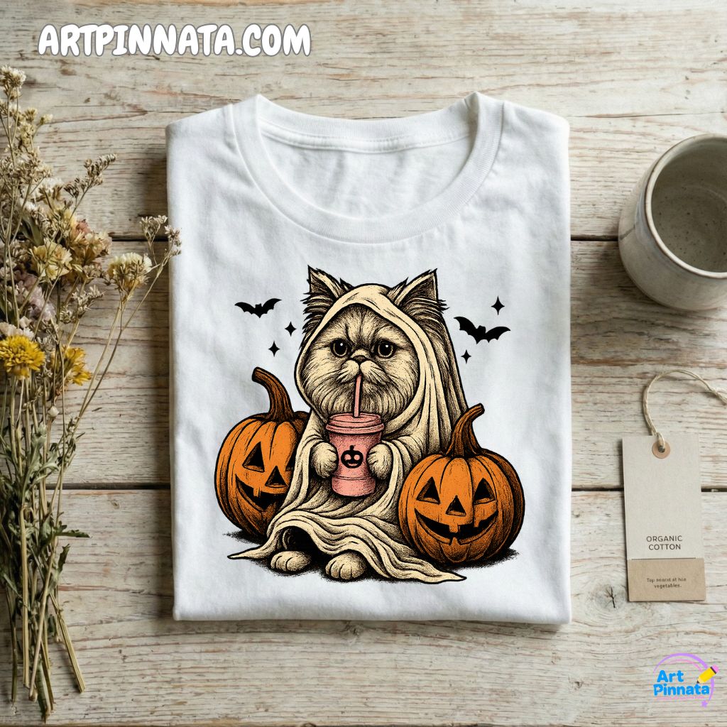 Polera Cat Fantasma Halloween