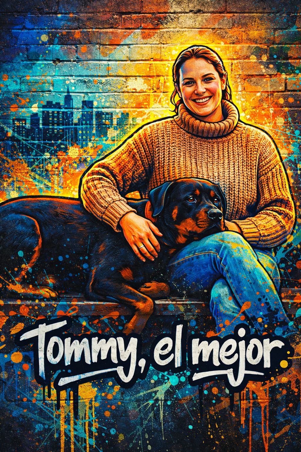Retrato personalizado Mascota/ Estilo urbano / Enmarcado