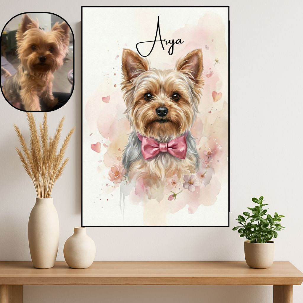 Retrato Enmarcado Mascota Personalizado| Arte Retrato|  Estilo Dia del Amor San Valentin
