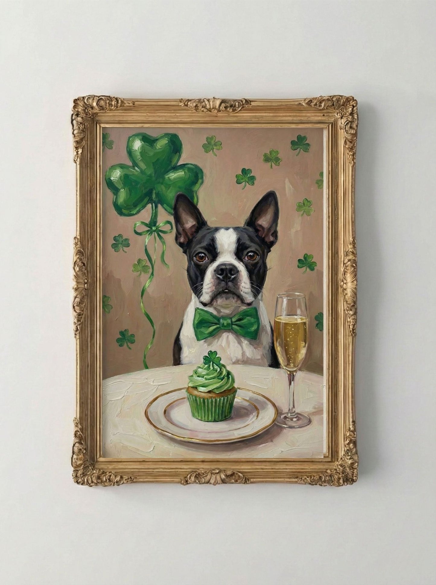 Retrato Enmarcado Mascota Personalizado| Arte Retrato|  Estilo Retrato Trebol