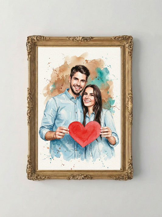 Retrato Enmarcado Persona Personalizado Estilo hermoso Pareja 2