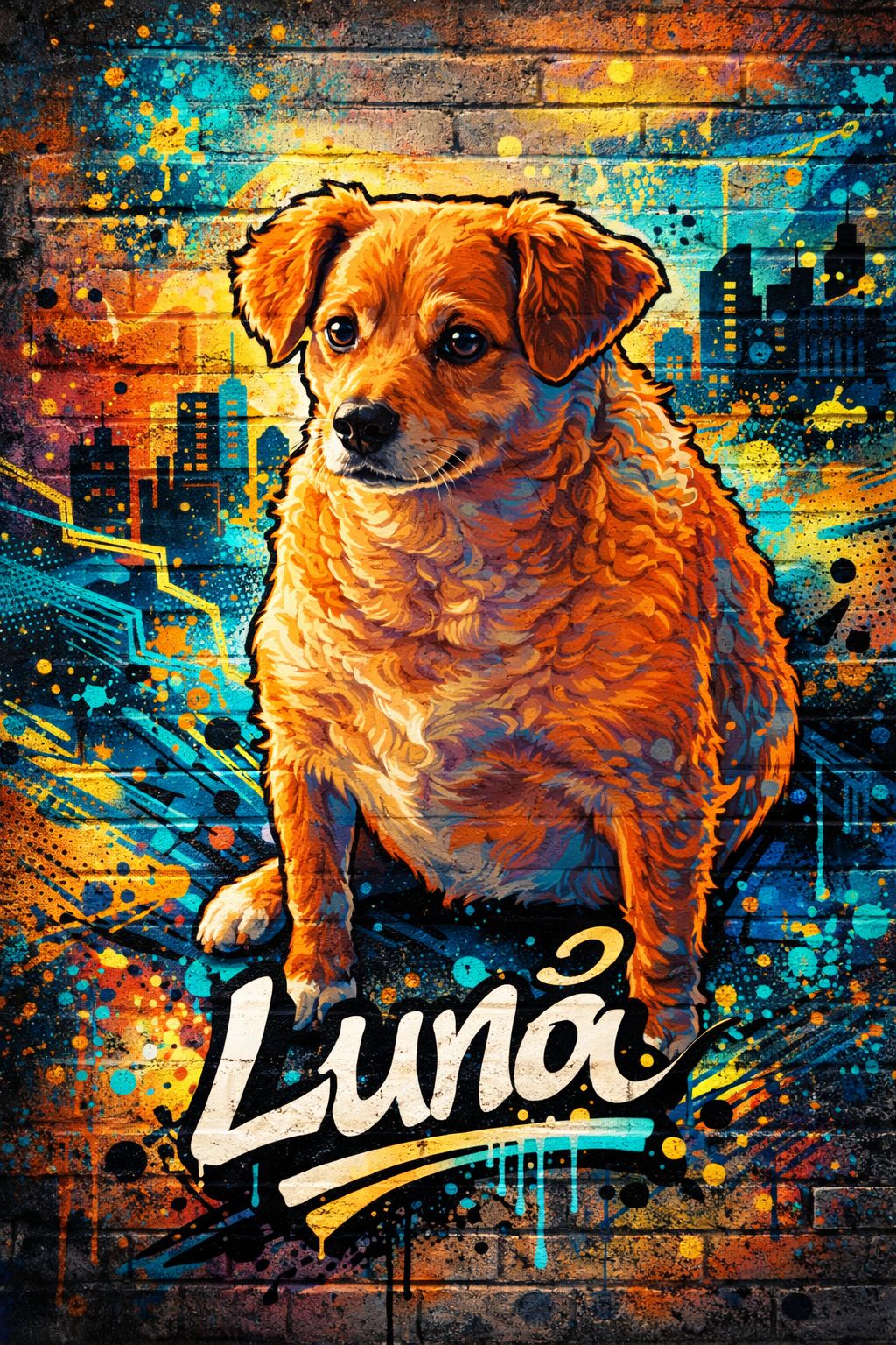 Retrato personalizado Mascota/ Estilo urbano / Enmarcado