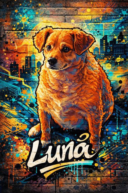 Retrato personalizado Mascota/ Estilo urbano / Enmarcado