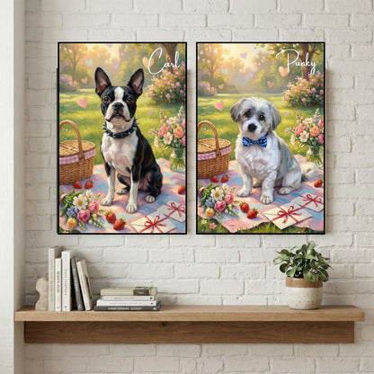 Retrato Enmarcado Mascota Personalizado| Arte Retrato|  Estilo Dia del Amor