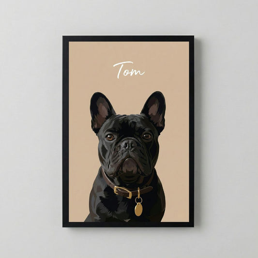 Retrato Enmarcado Mascota Personalizado| Arte Retrato| Estilo minimalista Beige