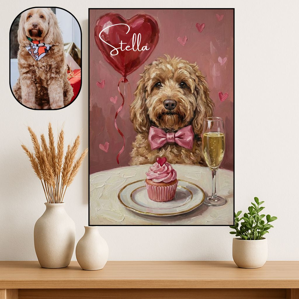 Retrato Enmarcado Mascota Personalizado| Arte Retrato|  Estilo Dia del Amor 1
