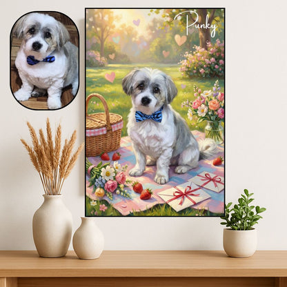 Retrato Enmarcado Mascota Personalizado| Arte Retrato|  Estilo Dia del Amor