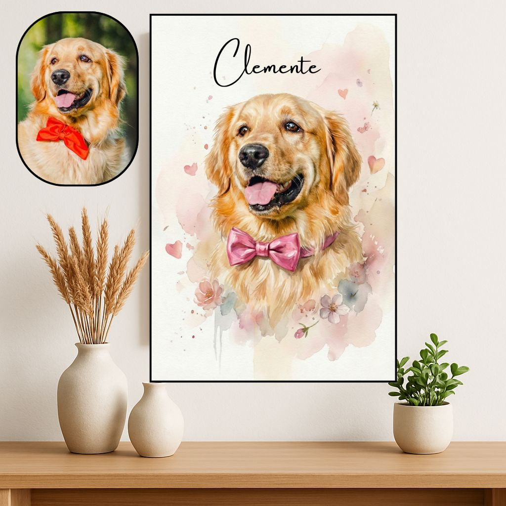Retrato Enmarcado Mascota Personalizado| Arte Retrato|  Estilo Dia del Amor San Valentin