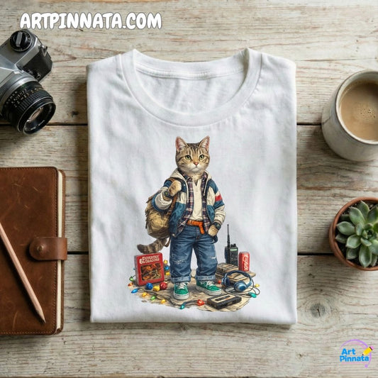 Artpinnata Style polera - Gato Doméstico de Pelo Corto- Stranger Style