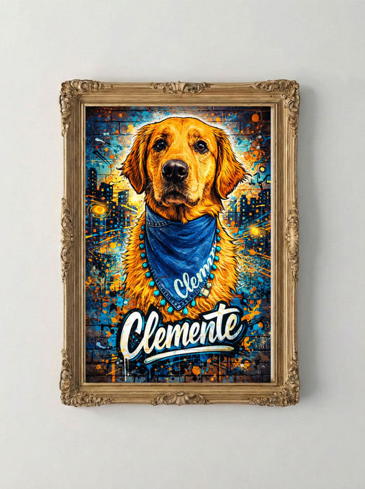 Retrato Enmarcado Mascota Personalizado| Arte Retrato|  Estilo Retrato Urbano Grafitti
