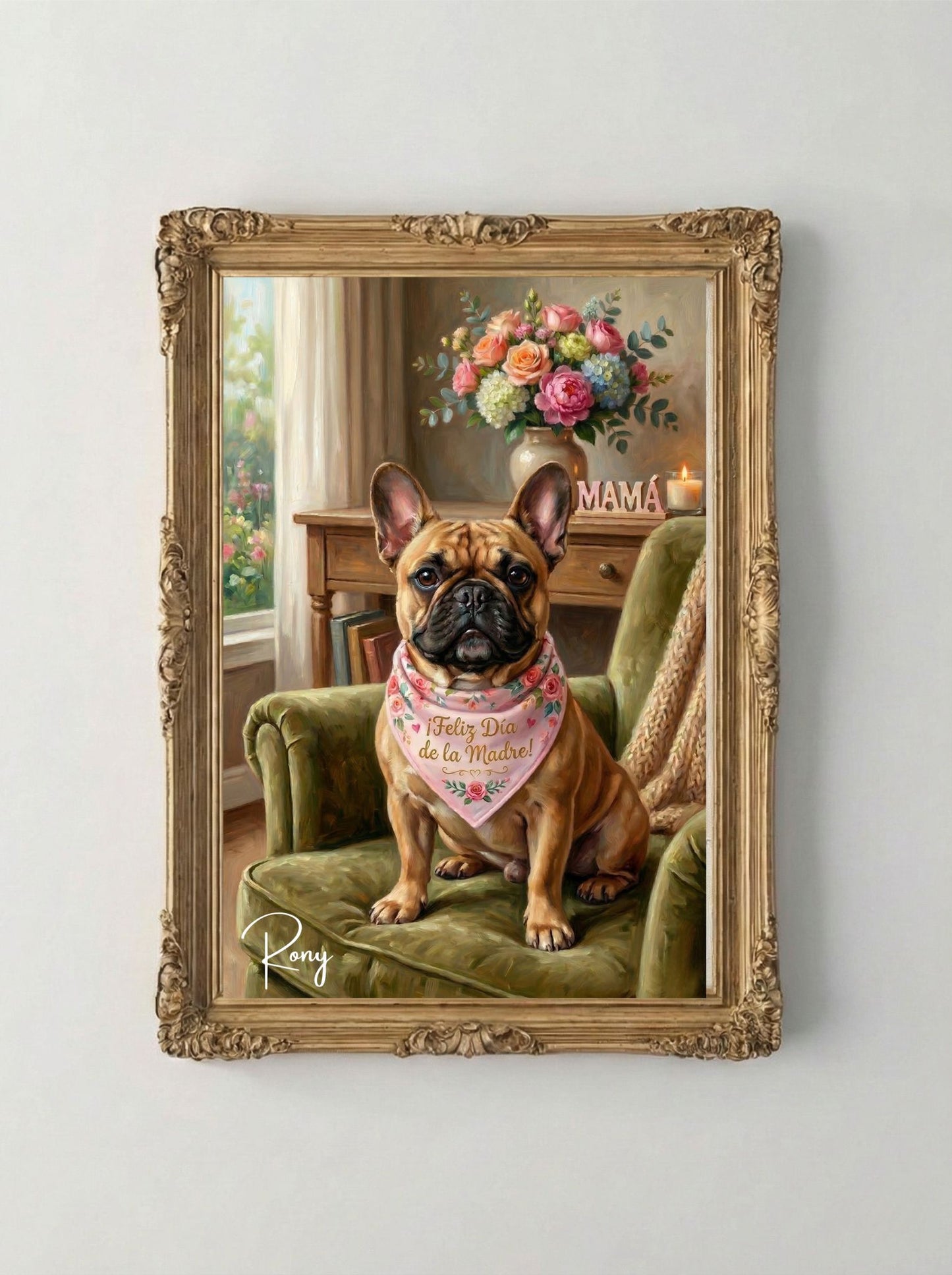 Retrato de Mascota Enmarcado Personalizado| Estilo pintura dia de la Madre 2