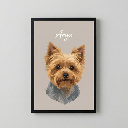 Retrato Enmarcado Mascota Personalizado| Arte Retrato| Estilo minimalista Gris