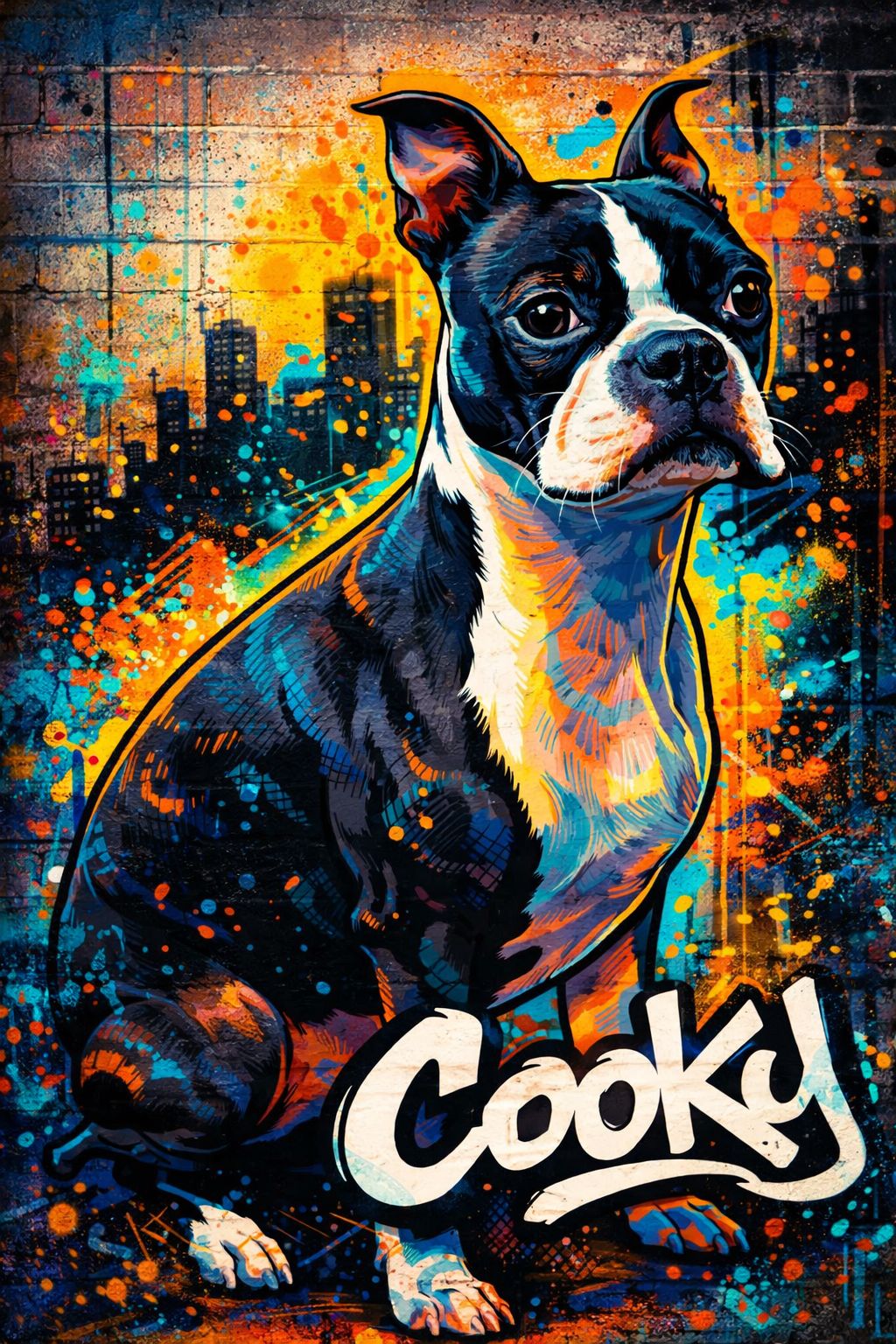 Retrato personalizado Mascota/ Estilo urbano / Enmarcado