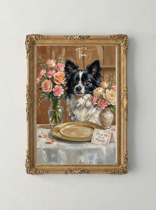 Retrato de Mascota Enmarcado Personalizado| Estilo pintura dia de la Madre
