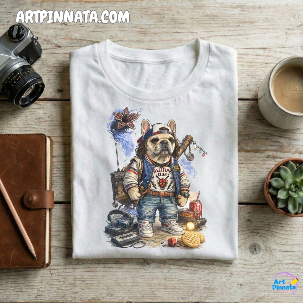 Artpinnata Style polera - Bulldog Francés- Stranger Style
