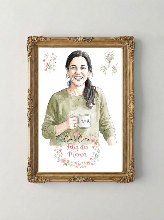 Retrato Enmarcado Personalizado| Persona| Feliz dia de la madre