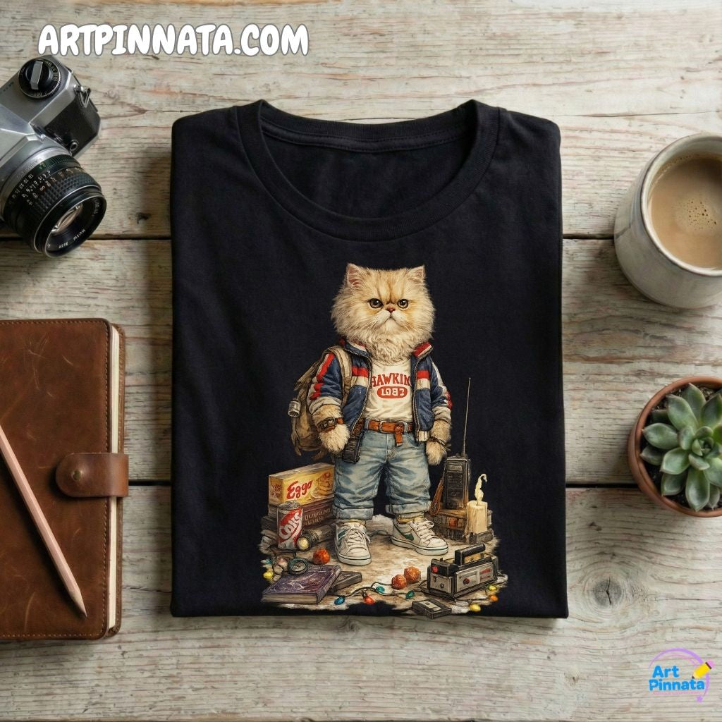 Artpinnata Style polera - Gato Persa- Stranger Style