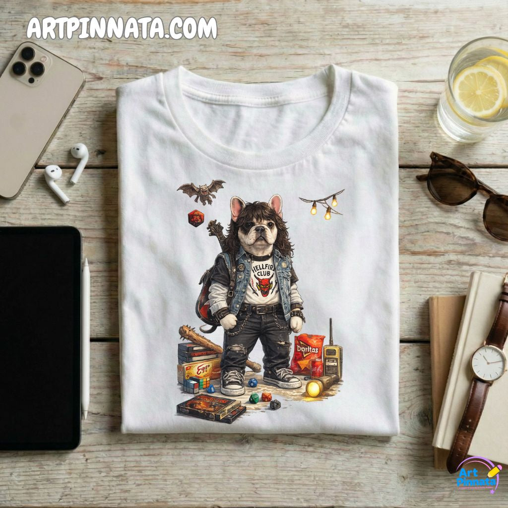 Artpinnata Style polera - Bulldog Francés- Stranger Style