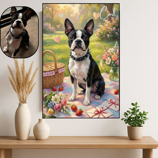 Retrato Enmarcado Mascota Personalizado| Arte Retrato|  Estilo Dia del Amor